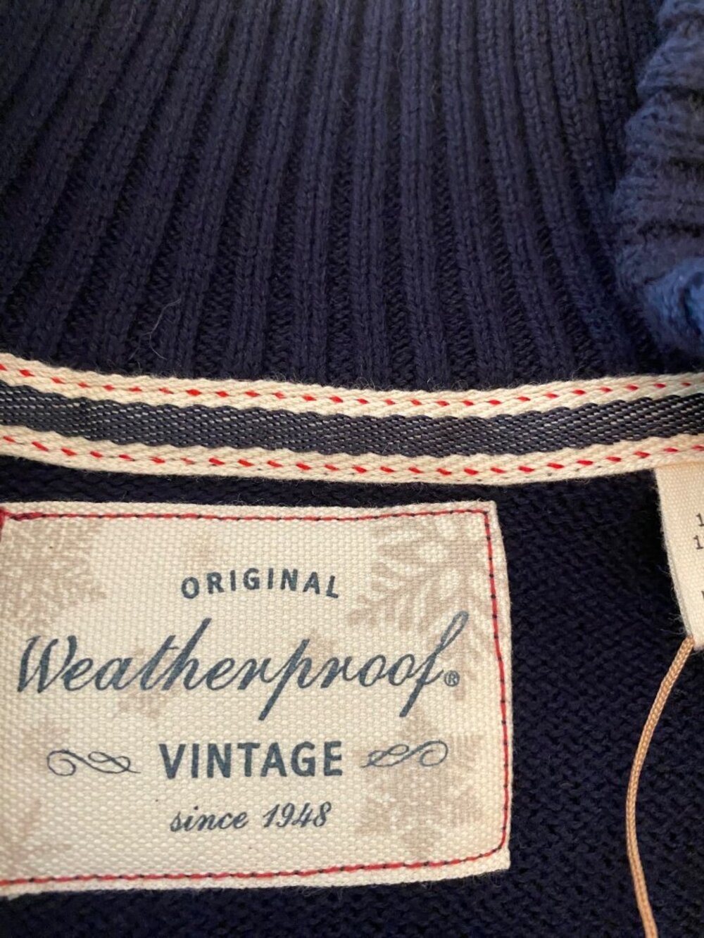 NWT Weatherproof Vintage Navy Half-Zip Sweater Nordic Pattern 100% Cotton - Picture 4 of 10